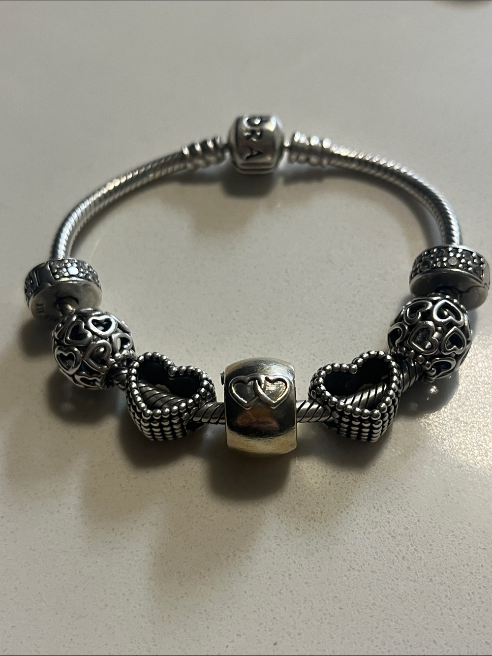 Pandora Moments Sterling Silver Heart Charm Bracelet - Silver